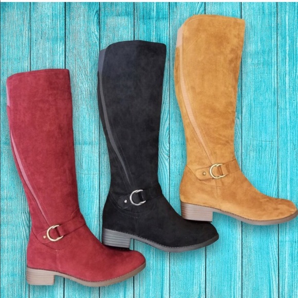 New TRIXIE Vegan Suede Wine Knee-High Riding Boot - Picture 6 of 9